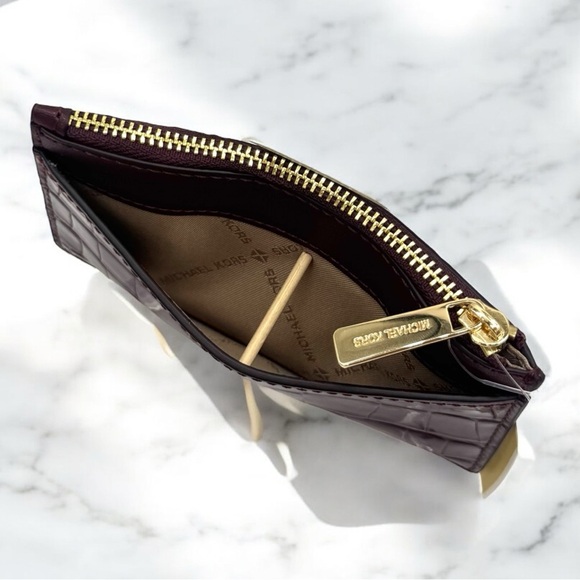 Michael Kors Medium Logo Card Case Wallet Ox Blood Multi - Picture 5 of 6